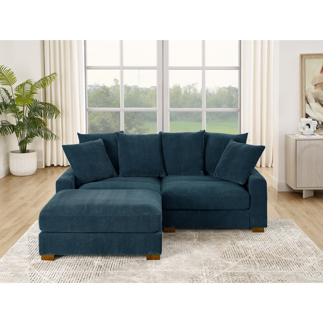 Upholstered Corduroy Sofa With Solid Wood Legs